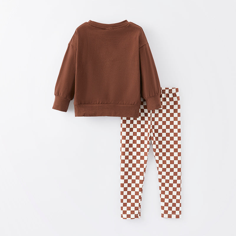 (In Stock G25-1-2)Girls Thanksgiving MINI SPICE Print Outfit Set