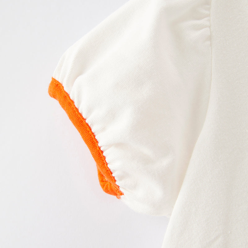 (In Stock G19-3-1)Girls Thanksgiving Pumpkin Applique Dress