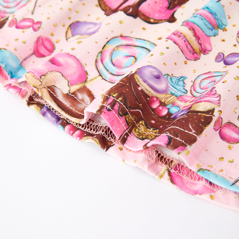 (In Stock E3-3-3)Girls Fall Dessert Print Dress