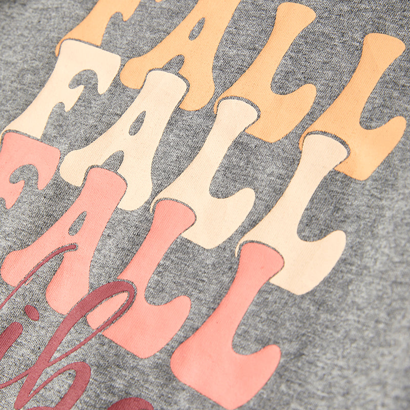 (In Stock E6-2-1)Girls FALL VIBES Print Denim Set