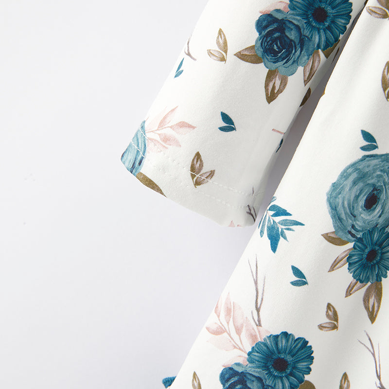 (In Stock E2-1-3)Girls Fall Floral Print Dress