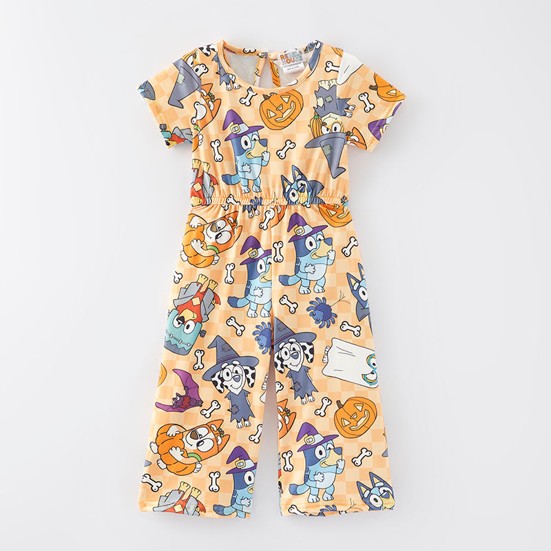 (Pre Order)Girls Halloween Print Jumpsuit