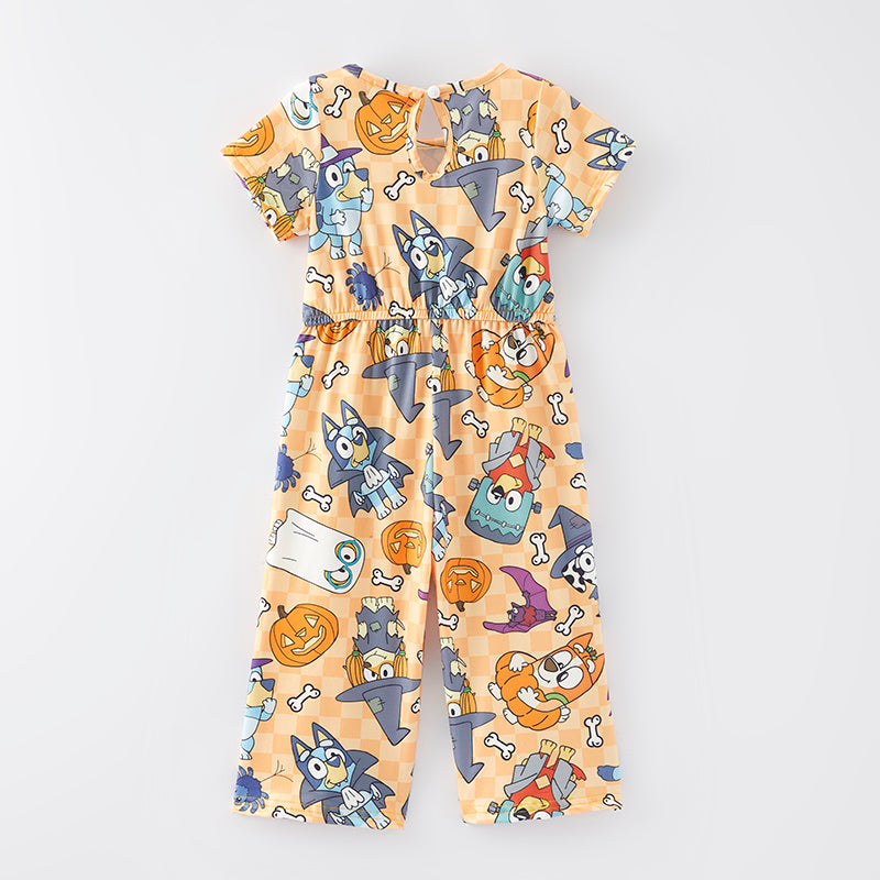 (Pre Order)Girls Halloween Print Jumpsuit