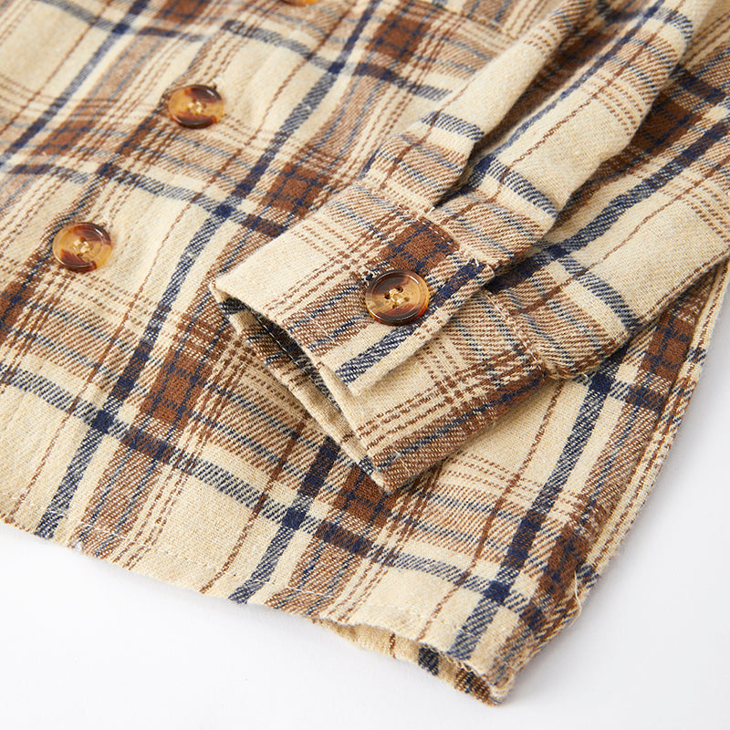 (In Stock E28-6-2)Boys Fall Plaid Coat with Hat