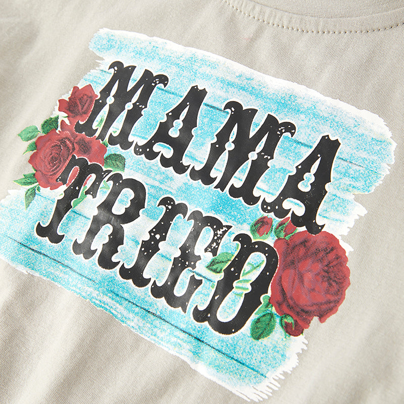 (In Stock E28-4-2)Girls Fall MAMA TRIED Print Cotton Top