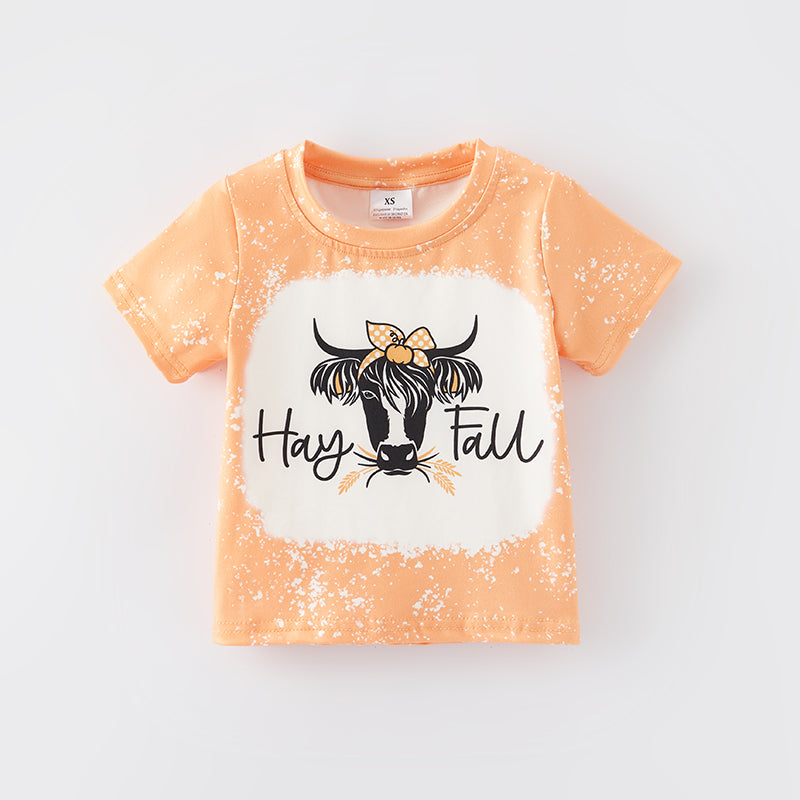 (In Stock E27-2-3)Girls Hay Fall Print Top