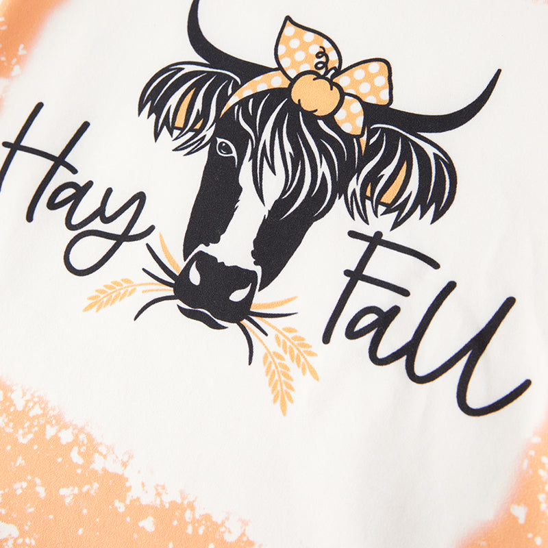 (In Stock E27-2-3)Girls Hay Fall Print Top