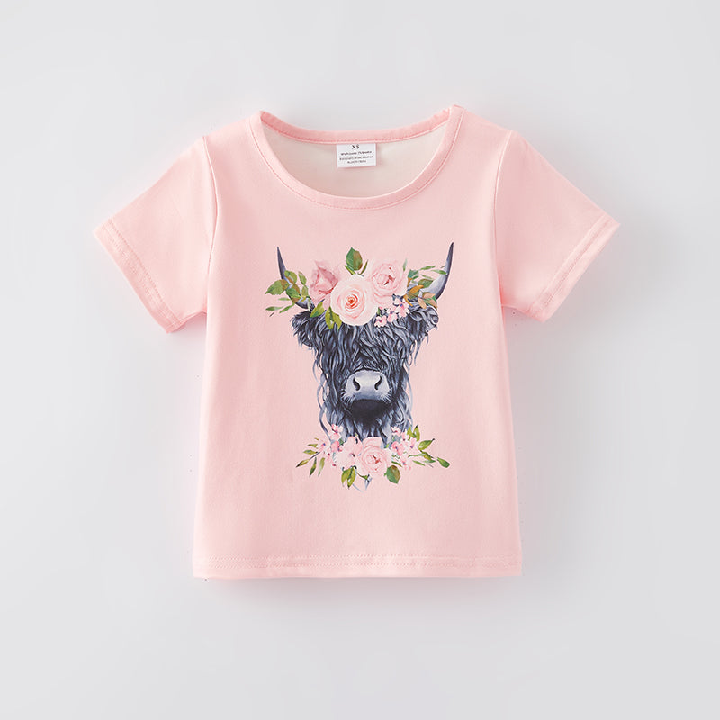 (In Stock E27-4-3)Girls Fall OX Print Top