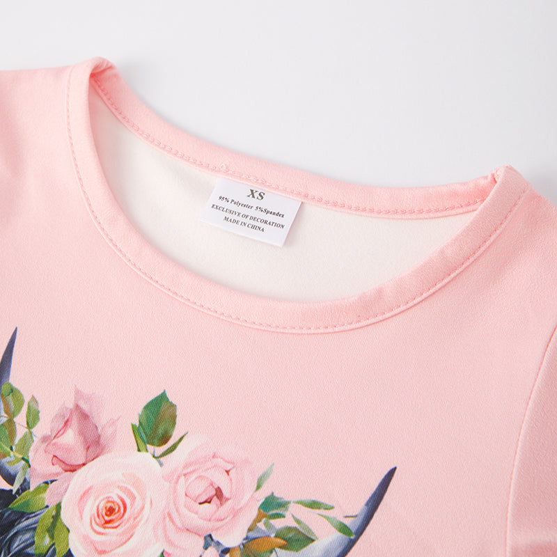 (In Stock E27-4-3)Girls Fall OX Print Top