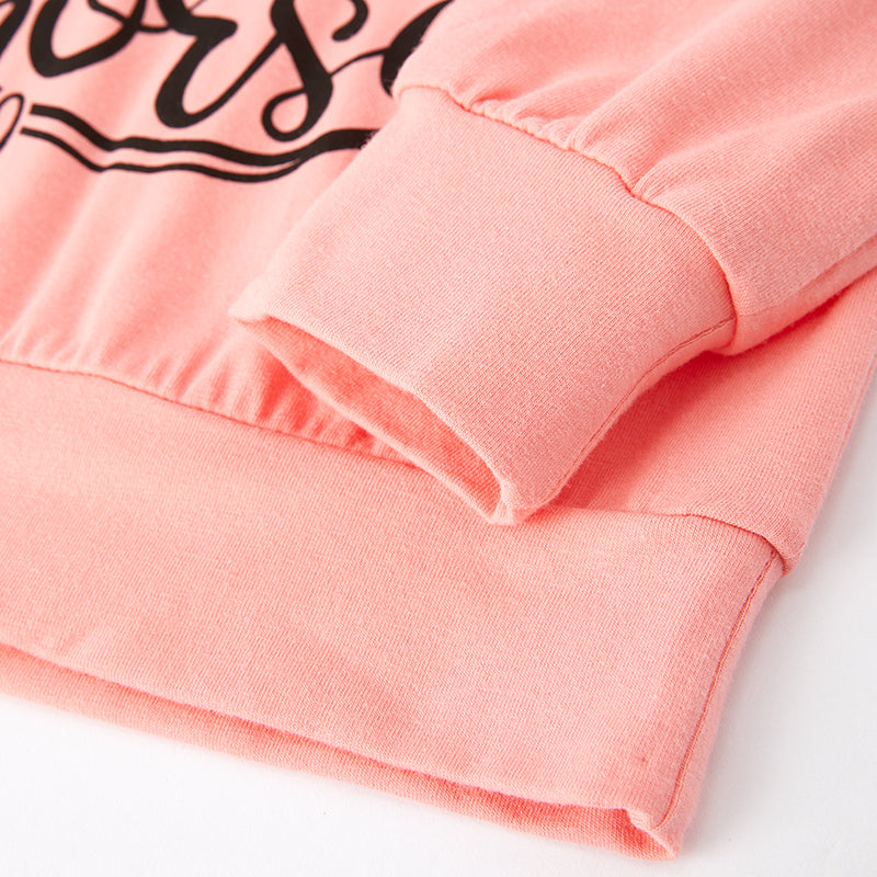 (In Stock E28-4-3)Girls Fall Hold Your Horses Print Cotton Top