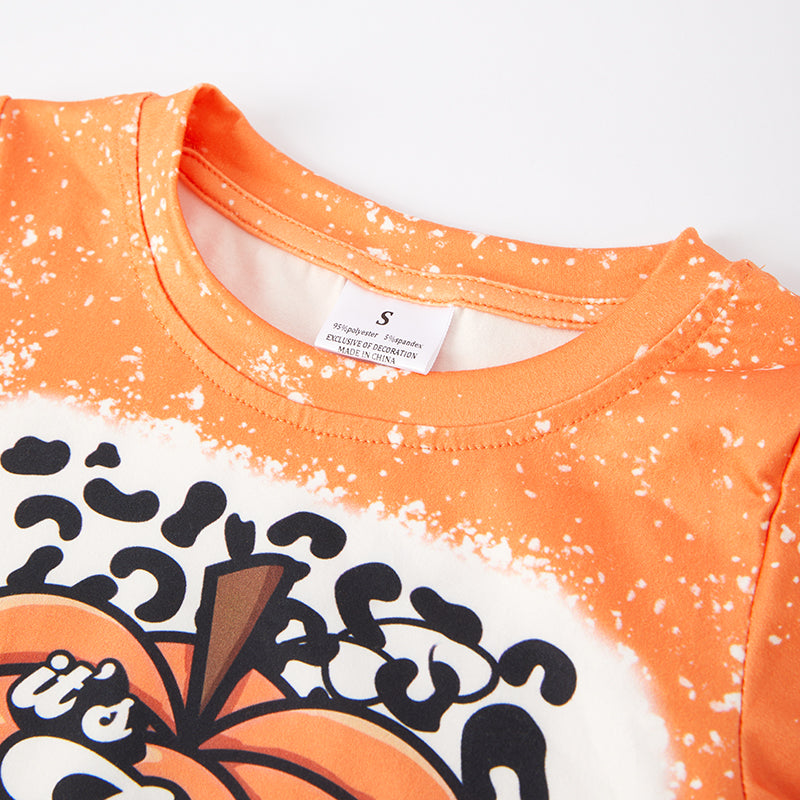 (In Stock E27-3-2)Girls Fall Pumpkin Print Top