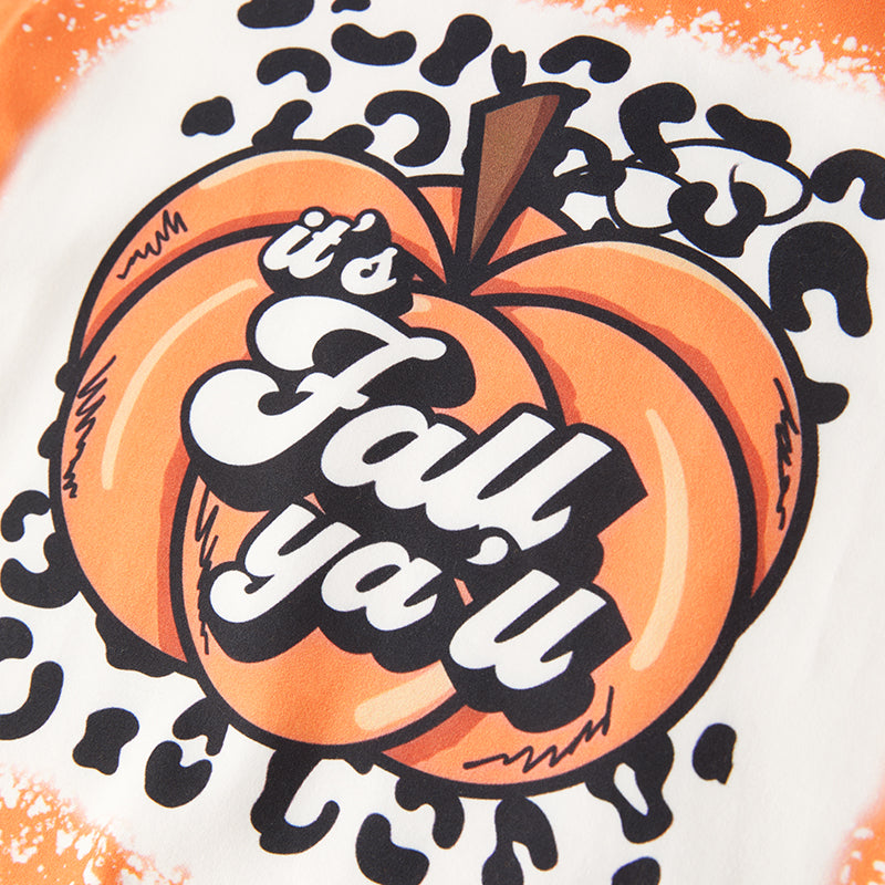 (In Stock E27-3-2)Girls Fall Pumpkin Print Top