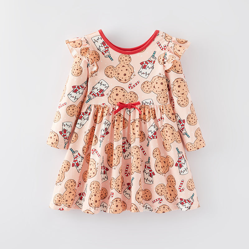 (In Stock L8-2-2)Girls Christmas Cartoon Print Dress