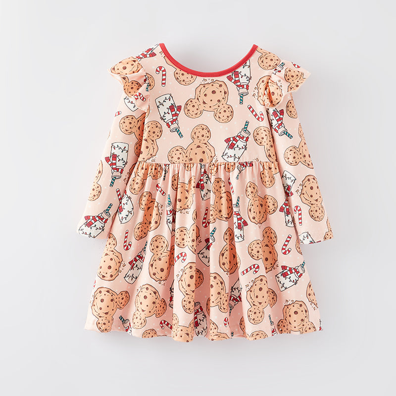 (In Stock L8-2-2)Girls Christmas Cartoon Print Dress