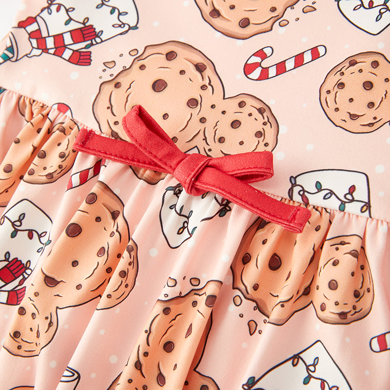 (In Stock L8-2-2)Girls Christmas Cartoon Print Dress
