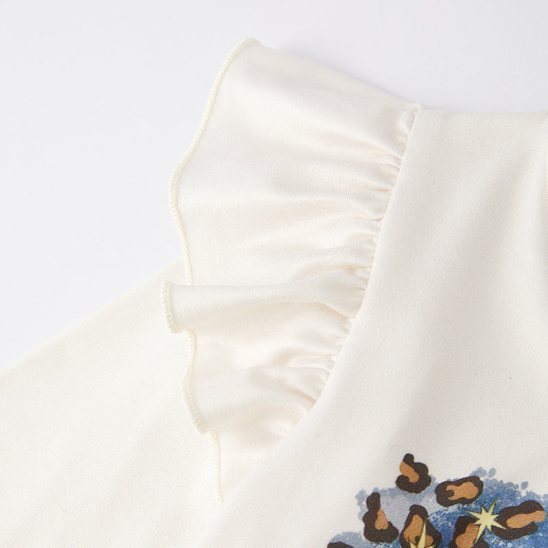 (In Stock G24-3-3)Girls Christmas Holy Night Print Outfit Set