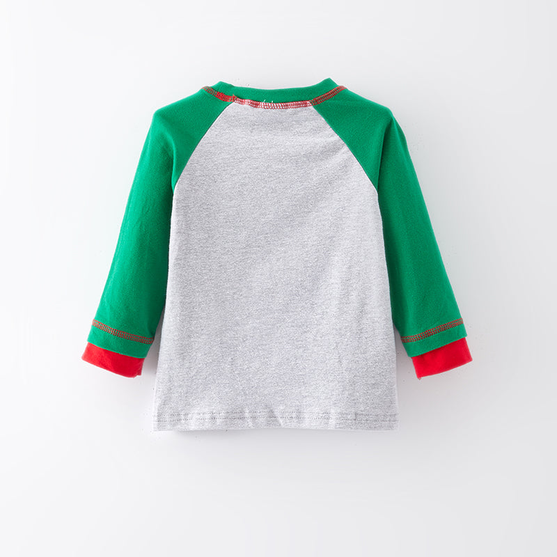 (In Stock L8-2-2)Boys Christmas Applique Cotton Top