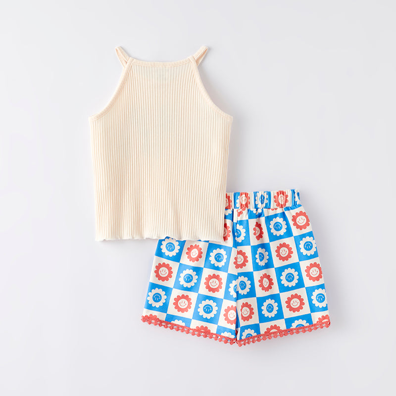 (In Stock)Girls Patriotic Print Shorts Set