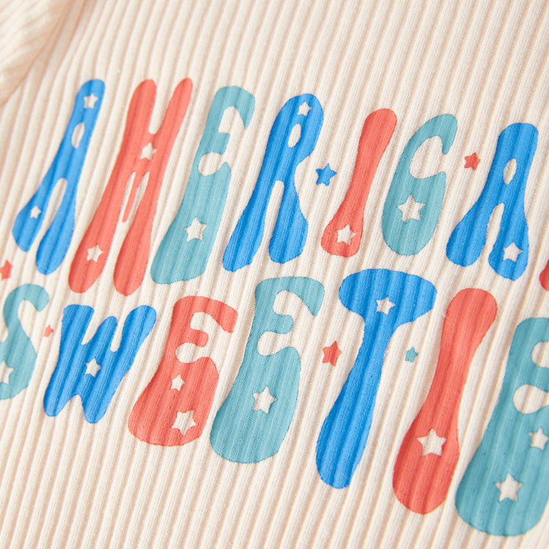 (In Stock)One Pack(1 Pieces total) Sale Girls Patriotic Print Bloomer Set