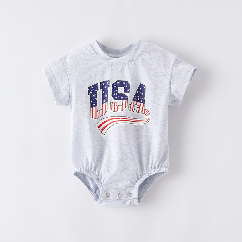 (In Stock)Toddler Girls Patriotic Print Romper