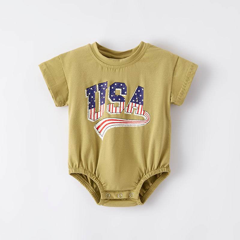 (In Stock)Toddler Girls Patriotic Print Romper