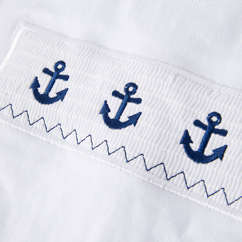 (In Stock)Boys Patriotic Embroidery Smocked Shorts Set