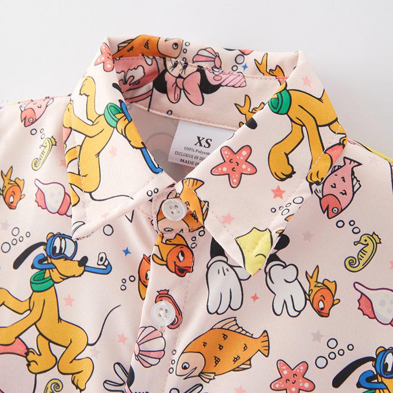 (In Stock E28-3-3)Boys Fall Cute Cartoon Print Shirt
