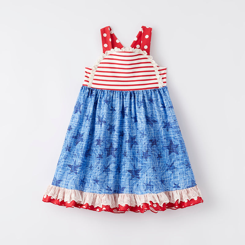 (In Stock)Girls Patriotic Print Slip Dress