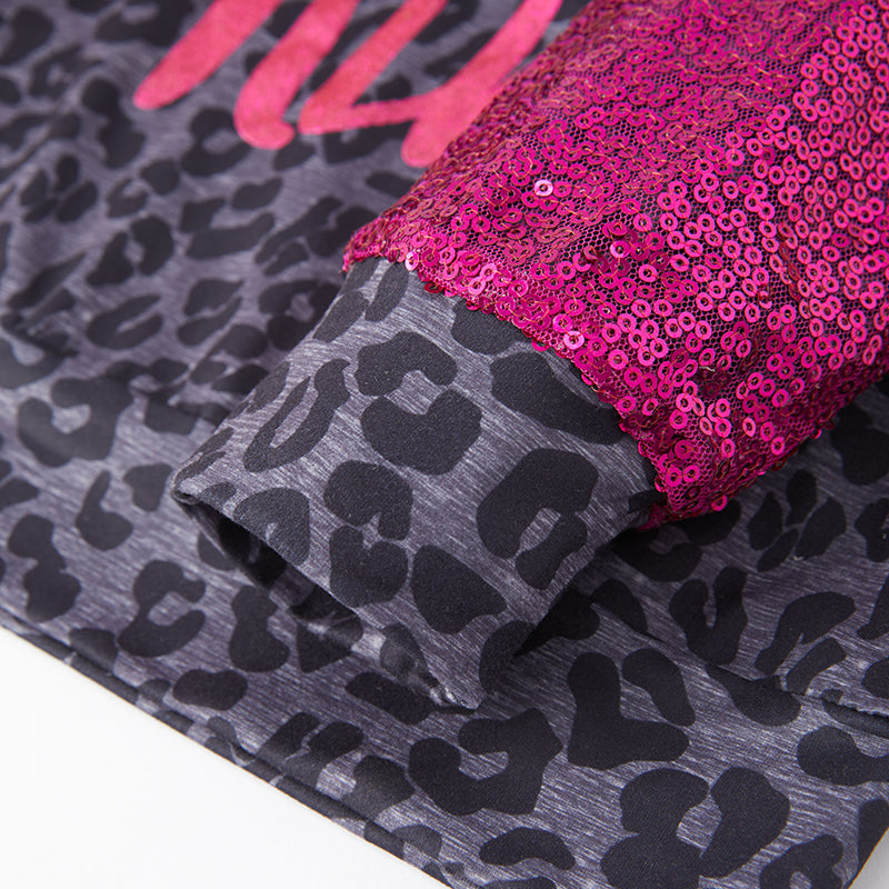 (In Stock E28-3-3)Girls Fall Be Kind Print Leopard Top