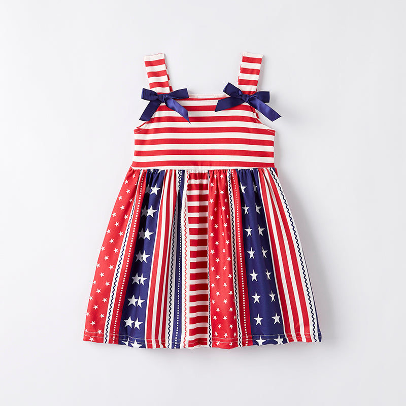 (In Stock)Girls Patriotic Print Slip Dress