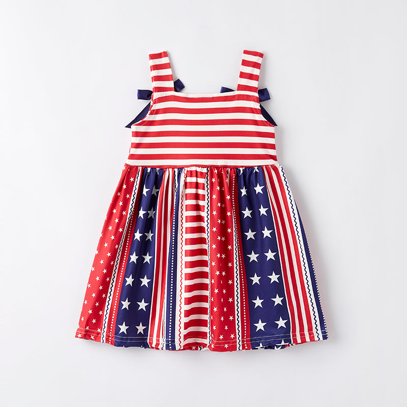 (In Stock)Girls Patriotic Print Slip Dress