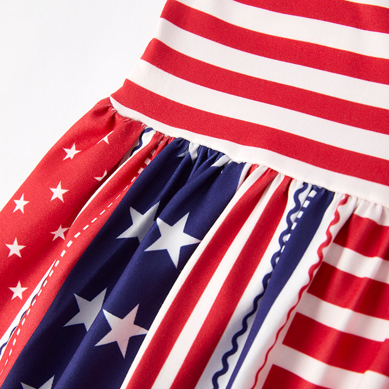 (In Stock)Girls Patriotic Print Slip Dress