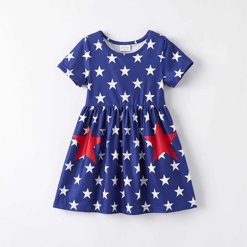 (In Stock)Girls Patriotic Print Dress