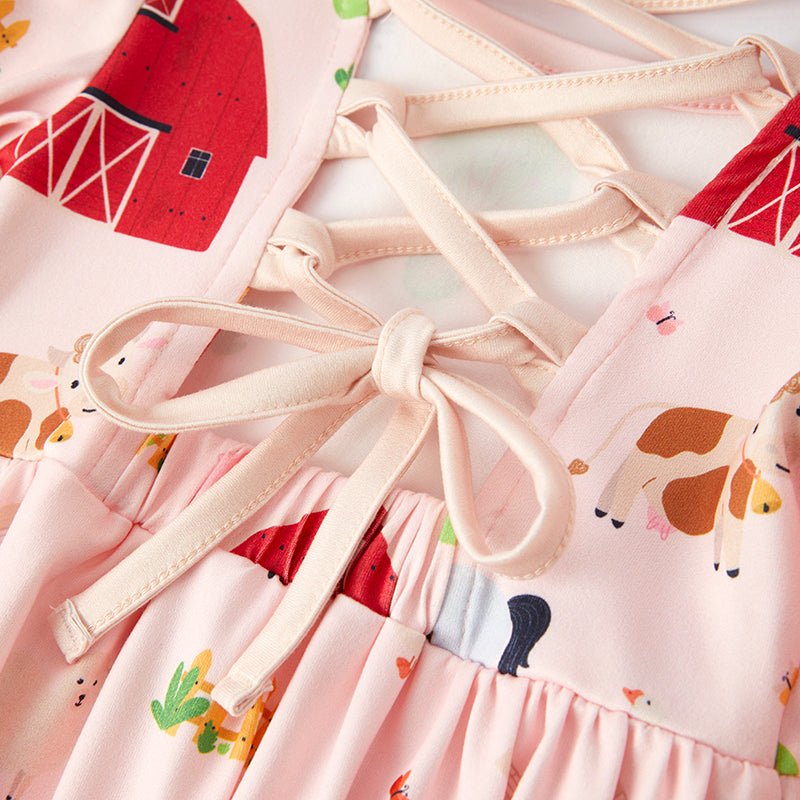 (In Stock)Girls Fall Farm Print Dress