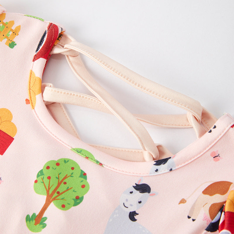 (In Stock)Girls Fall Farm Print Dress