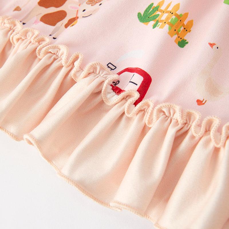 (In Stock)Girls Fall Farm Print Dress
