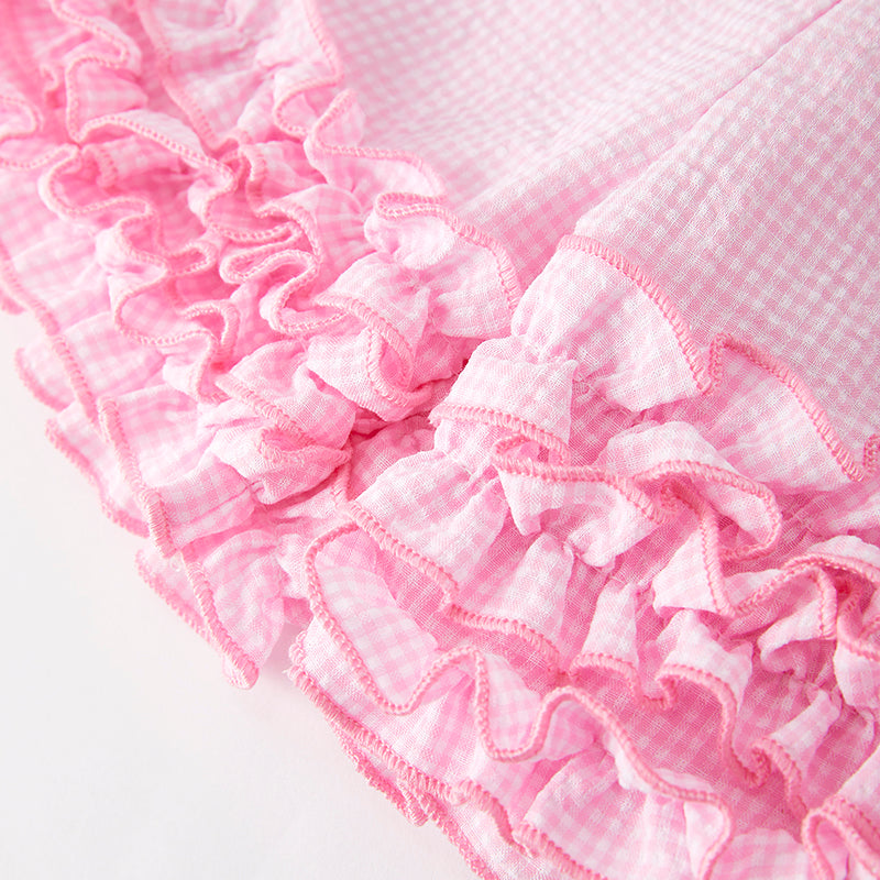 (In Stock)Girls Spring and Summer Watermelon Applique Cotton Shorts Set