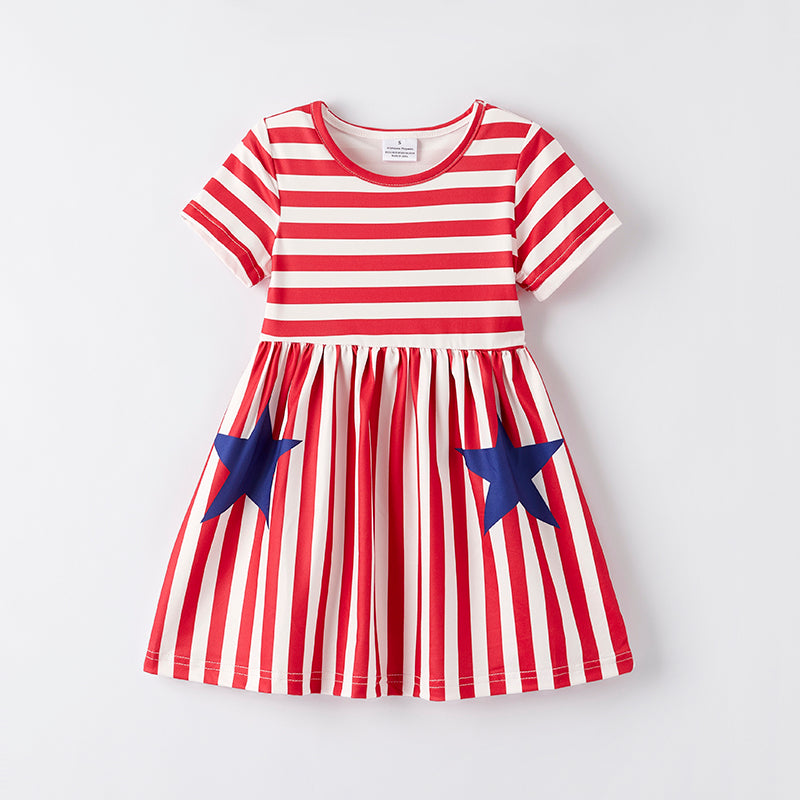 (In Stock)Girls Patriotic Print Dress