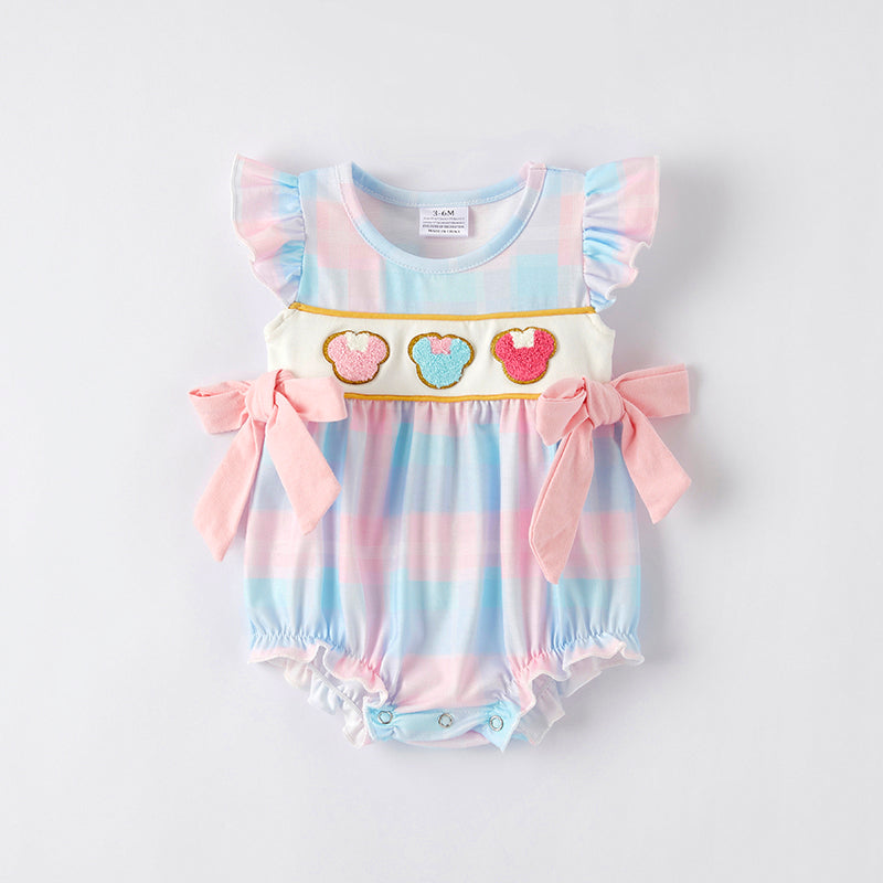 (In Stock)Toddler Girls Spring and Summer Cartoon Applique Romper