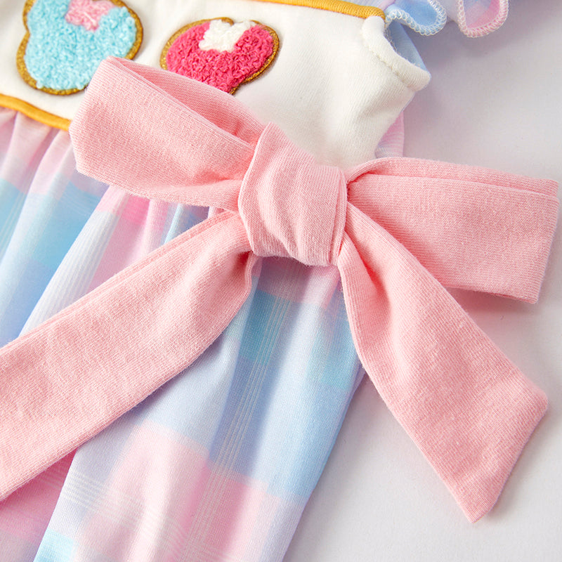 (In Stock)Toddler Girls Spring and Summer Cartoon Applique Romper