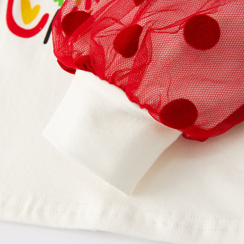 (In Stock L33-2-1)Girls Merry Christmas Print Skirt Set