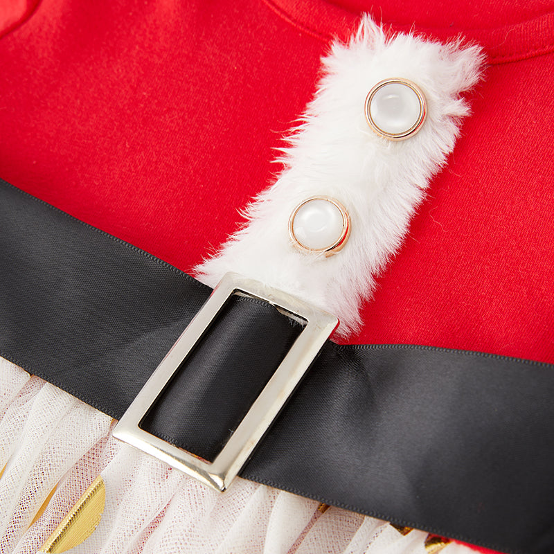 (In Stock Q13-5-1)Baby Girls Christmas Santa Romper