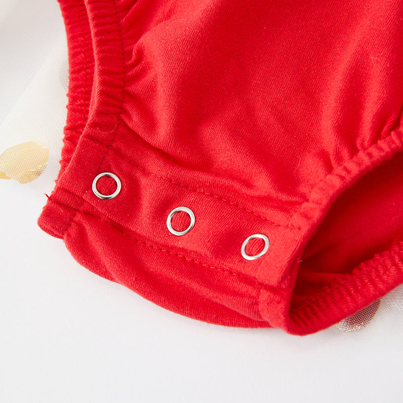 (In Stock Q13-5-1)Baby Girls Christmas Santa Romper