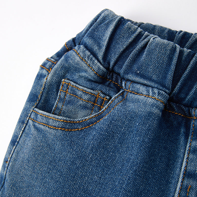 (In Stock Q13-3-2)Girls Christmas Print Denim Set