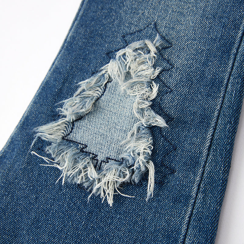 (In Stock Q13-3-2)Girls Christmas Print Denim Set