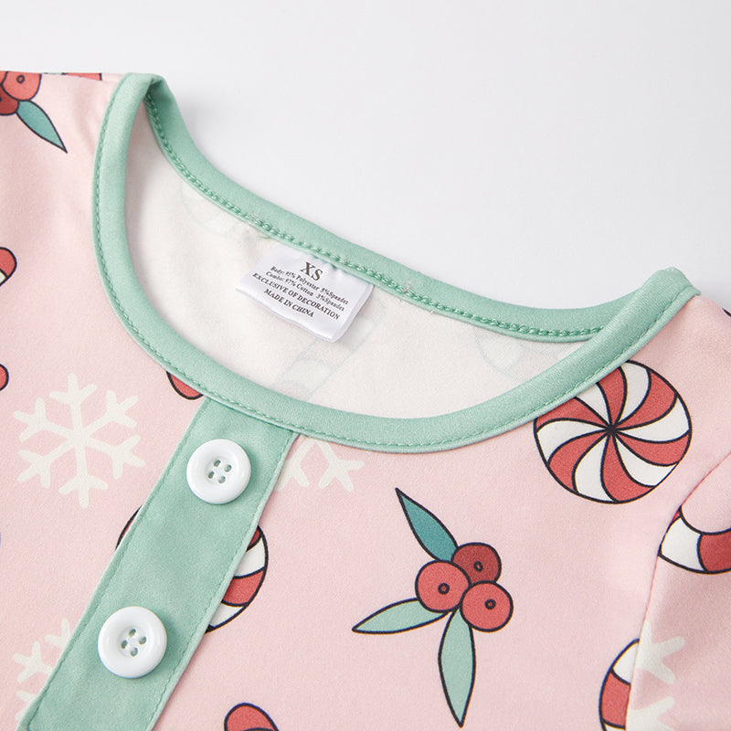 (In Stock Q13-1-2)Girls Christmas Candy Print Dress