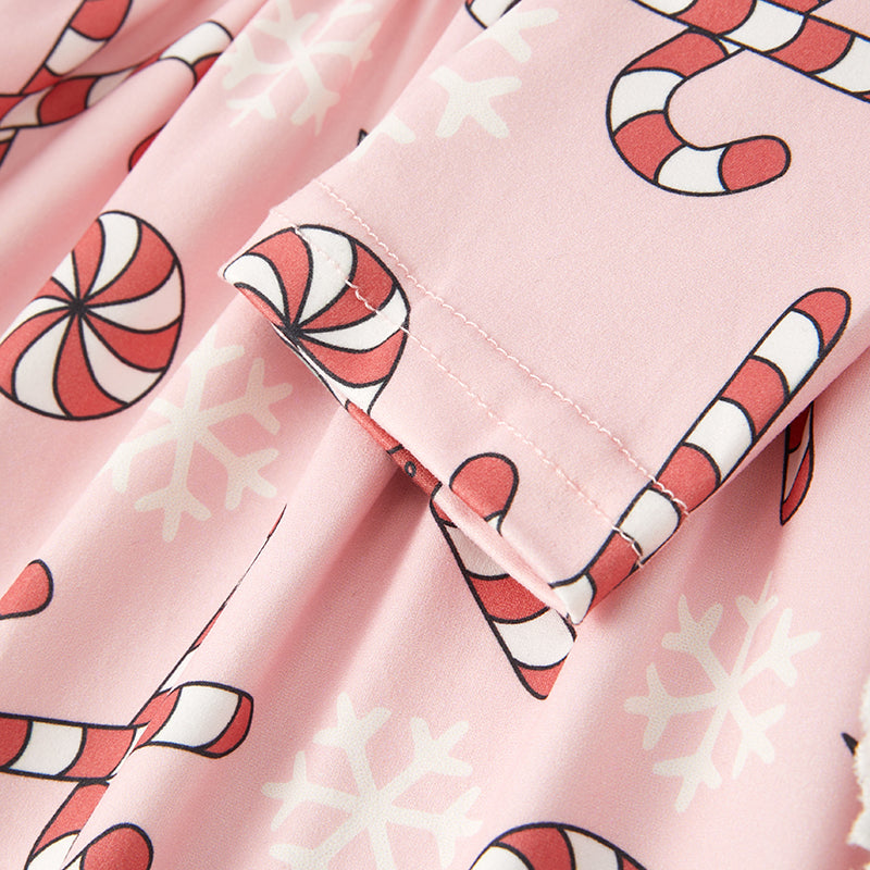 (In Stock Q13-1-2)Girls Christmas Candy Print Dress