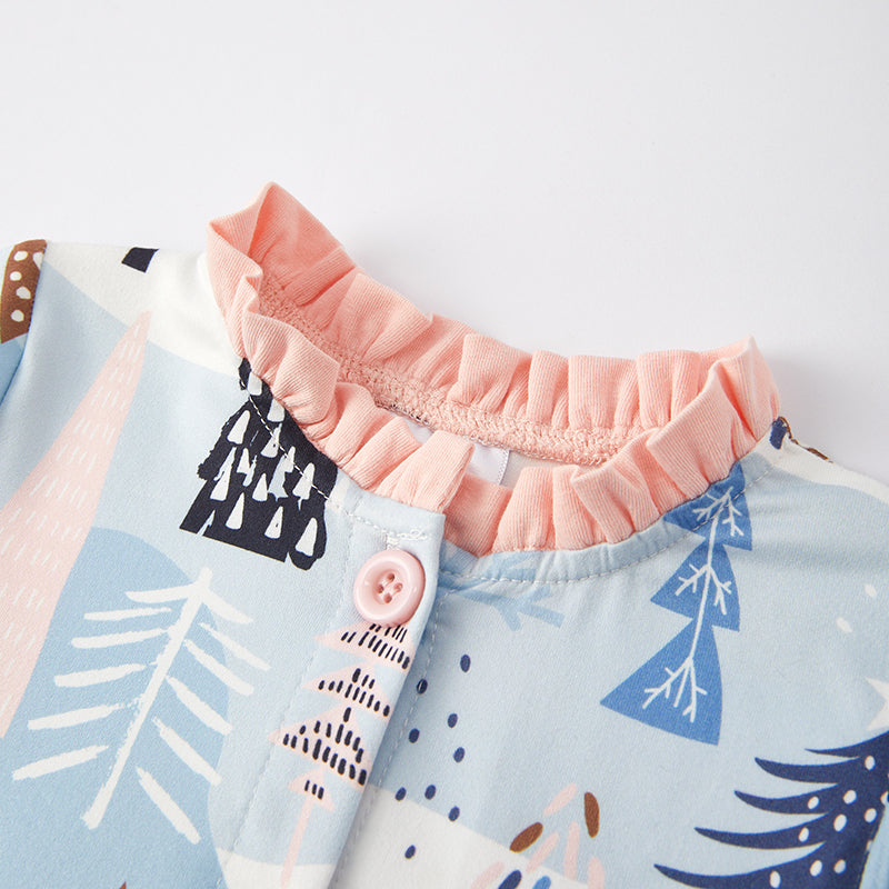 (In Stock Q13-1-2)Girls Christmas Print Dress