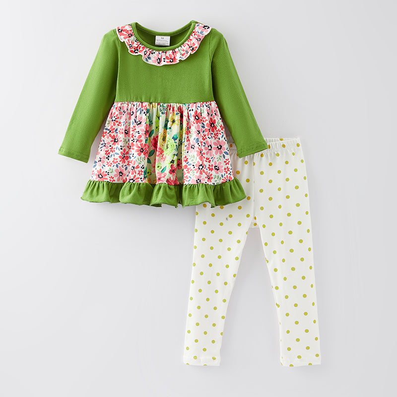 (In Stock Q11-2-2)One Pack(8 Pieces total) Sale Girls Floral Print Outfit Set