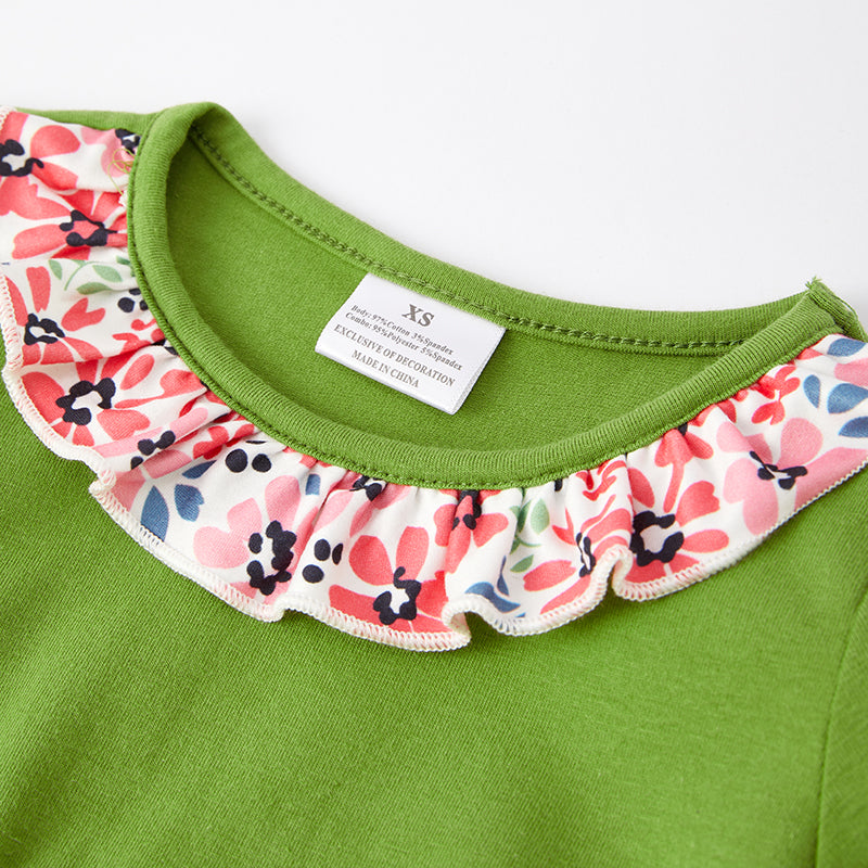 (In Stock Q11-2-2)One Pack(8 Pieces total) Sale Girls Floral Print Outfit Set